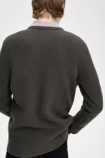 Fred Perry Textured Lambswool Men’s Jumper Field Green | CENJW1796