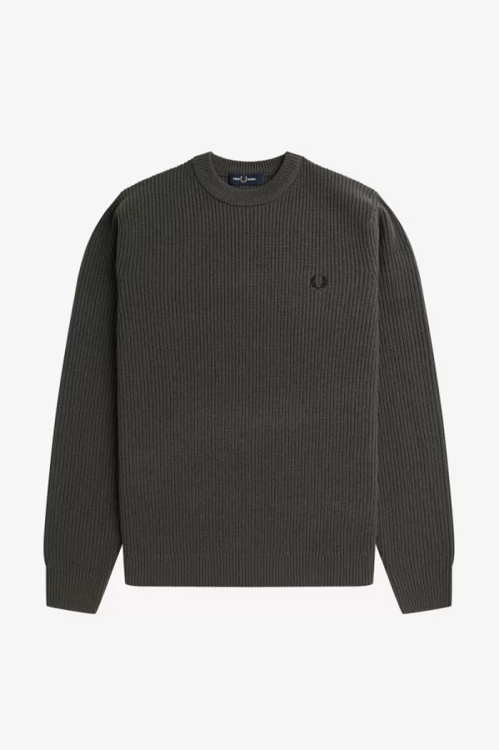 Fred Perry Textured Lambswool Men’s Jumper Field Green | CENJW1796