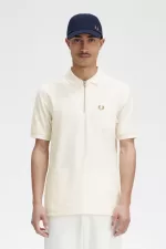 Fred Perry Textured Zip Neck Men’s Polo Shirt Beige | PQCDL4930