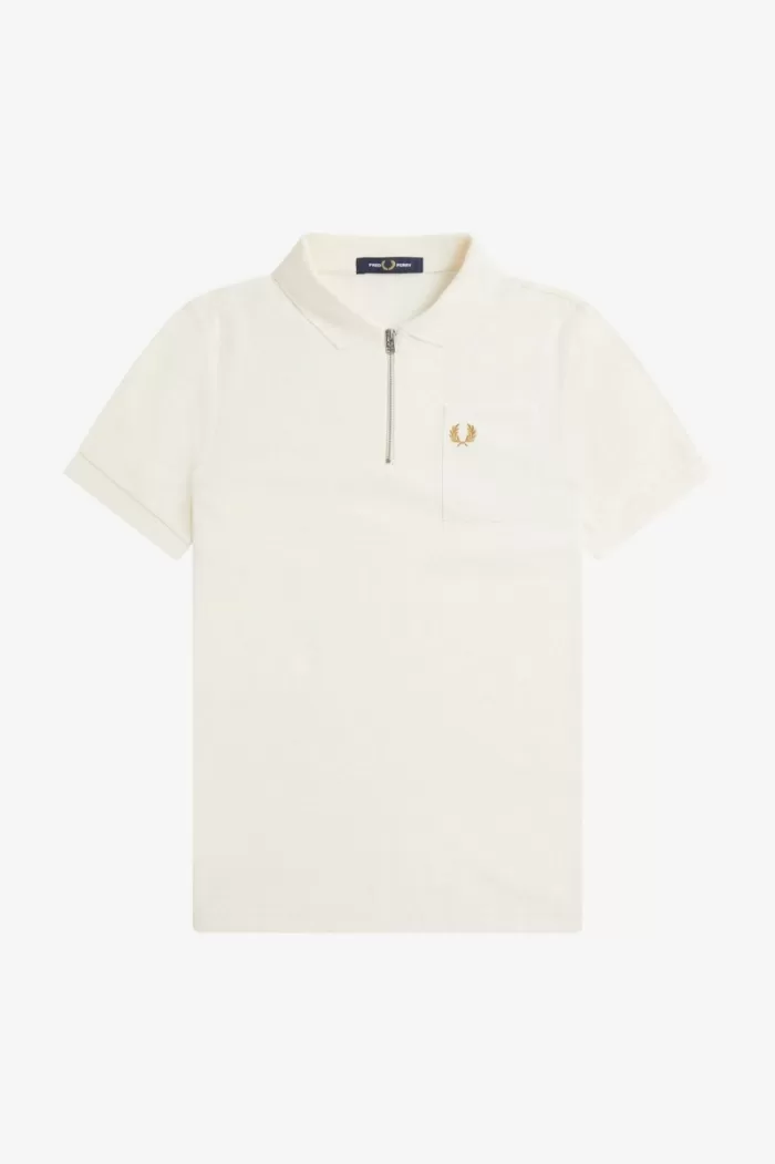 Fred Perry Textured Zip Neck Men’s Polo Shirt Beige | PQCDL4930