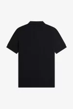 Fred Perry Textured Zip Neck Men’s Polo Shirt Black | KTOBS8074