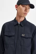 Fred Perry Textured Zip-Through Men’s Shirt Navy | TYFMP8401