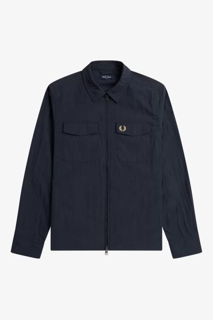 Fred Perry Textured Zip-Through Men’s Shirt Navy | TYFMP8401