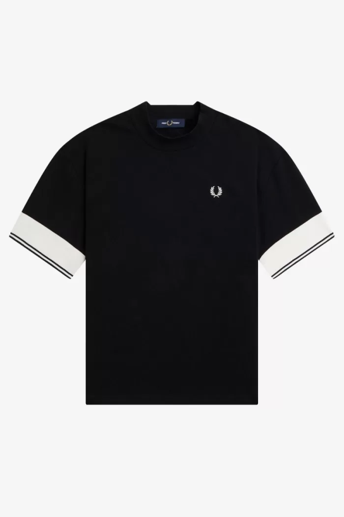 Fred Perry Tipped Cuff Piqué Women’s T-Shirt Black | XCUPW4625