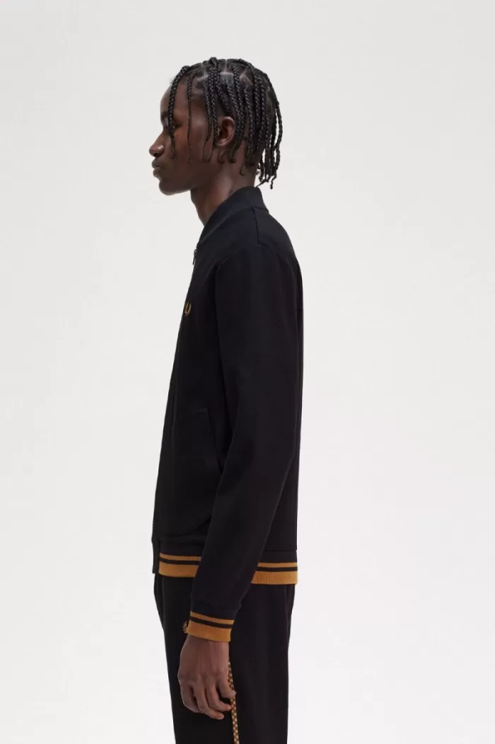 Fred Perry Tipped Detail Men’s Track Jackets Black | NEFZJ5238