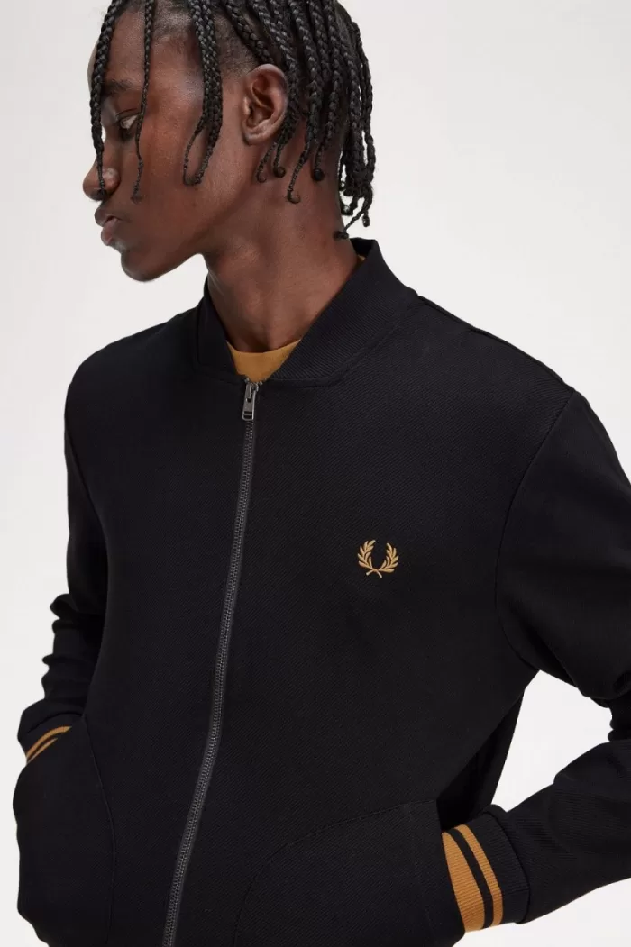 Fred Perry Tipped Detail Men’s Track Jackets Black | NEFZJ5238