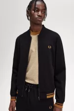 Fred Perry Tipped Detail Men’s Track Jackets Black | NEFZJ5238