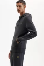 Fred Perry Tipped Hooded Men’s Sweatshirts Anchor Grey Dark Coffee | REAKF1563