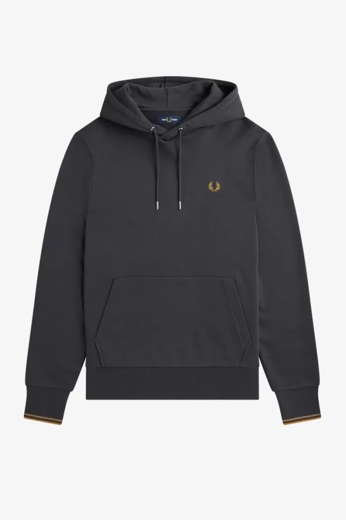 Fred Perry Tipped Hooded Men’s Sweatshirts Anchor Grey Dark Coffee | REAKF1563