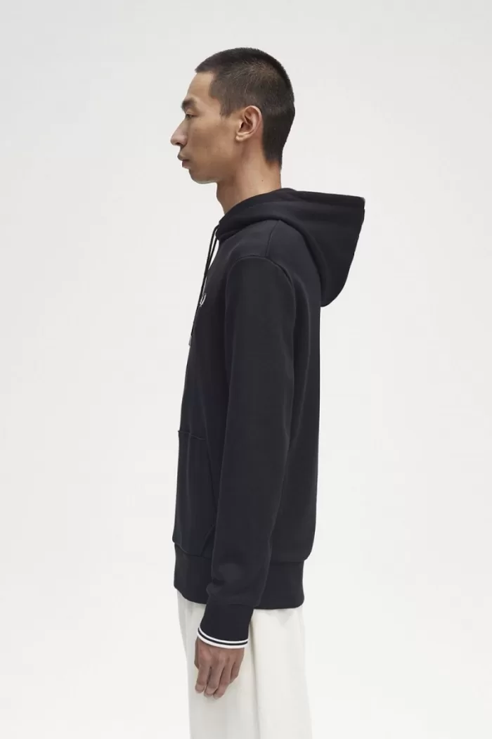 Fred Perry Tipped Hooded Men’s Sweatshirts Black | FUMTV7905