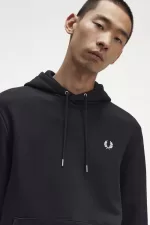 Fred Perry Tipped Hooded Men’s Sweatshirts Black | FUMTV7905