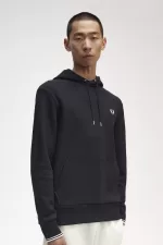 Fred Perry Tipped Hooded Men’s Sweatshirts Black | FUMTV7905