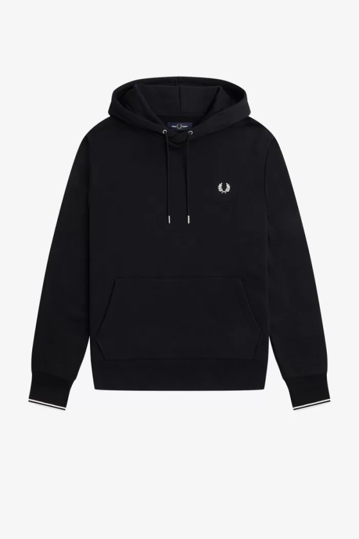 Fred Perry Tipped Hooded Men’s Sweatshirts Black | FUMTV7905