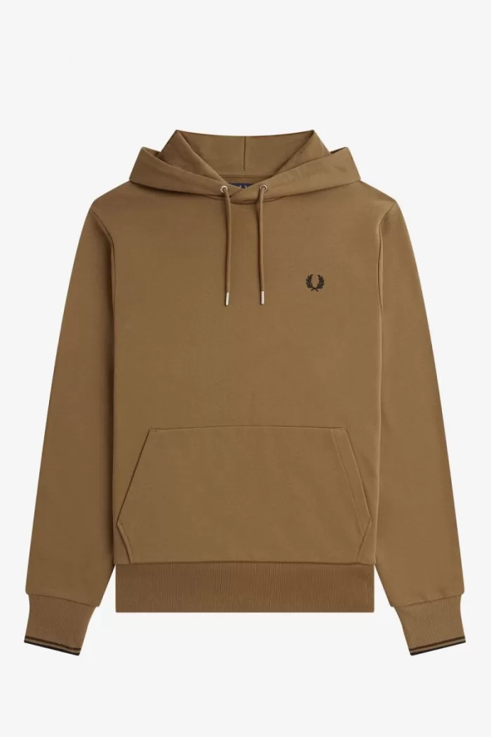 Fred Perry Tipped Hooded Men’s Sweatshirts Brown Burnt Tobacco | IEYLZ6401