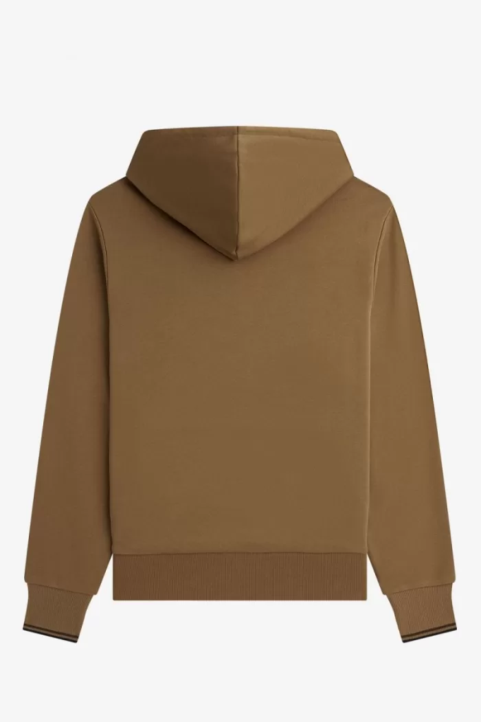 Fred Perry Tipped Hooded Men’s Sweatshirts Brown Burnt Tobacco | IEYLZ6401