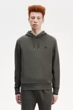 Fred Perry Tipped Hooded Men’s Sweatshirts Field Green | PUORJ4072