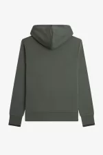 Fred Perry Tipped Hooded Men’s Sweatshirts Field Green | PUORJ4072