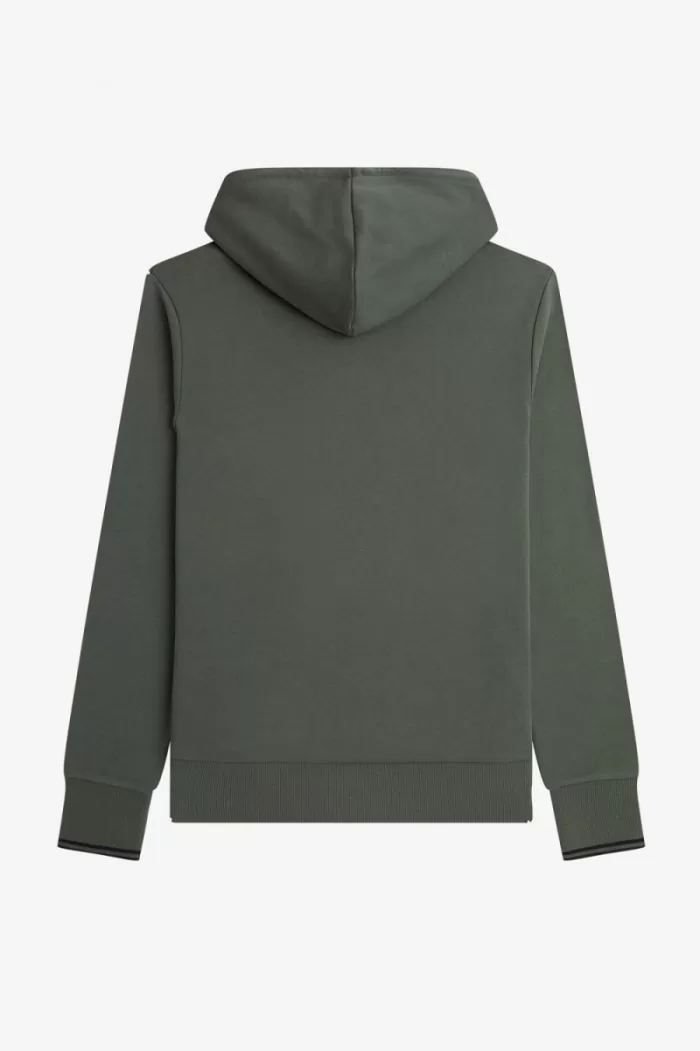 Fred Perry Tipped Hooded Men’s Sweatshirts Field Green | PUORJ4072