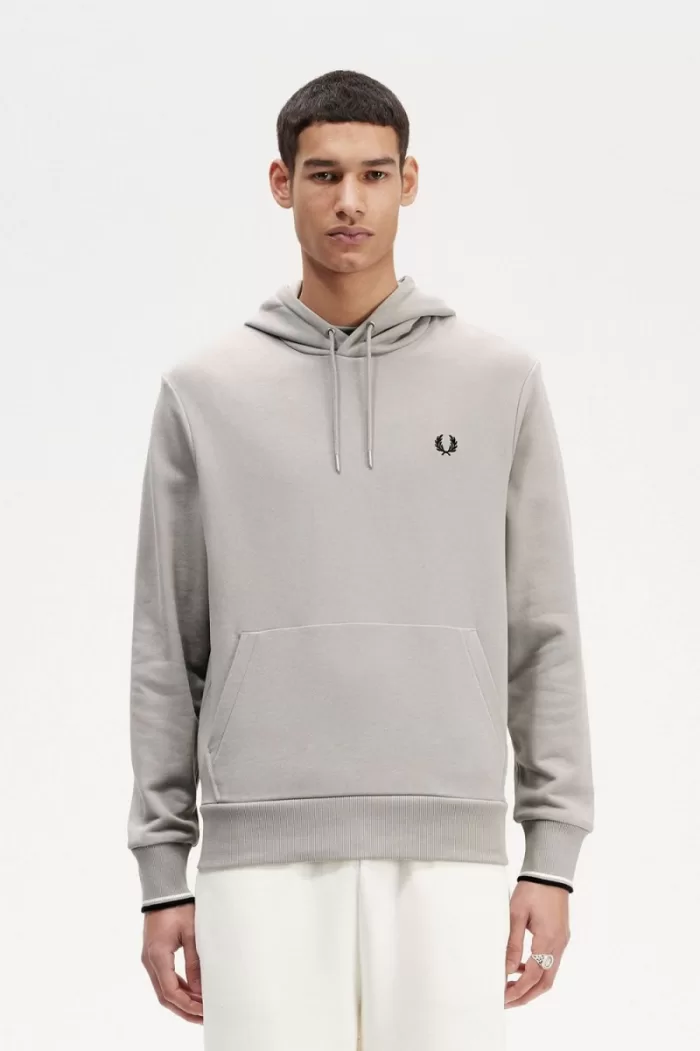 Fred Perry Tipped Hooded Men’s Sweatshirts Grey | SDYNO8724