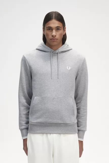 Fred Perry Tipped Hooded Men’s Sweatshirts Grey | WZQJG6134