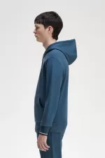 Fred Perry Tipped Hooded Men’s Sweatshirts Midnight Blue | ETNIL5280