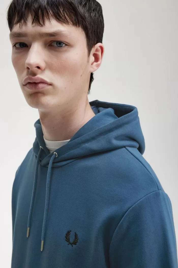 Fred Perry Tipped Hooded Men’s Sweatshirts Midnight Blue | ETNIL5280