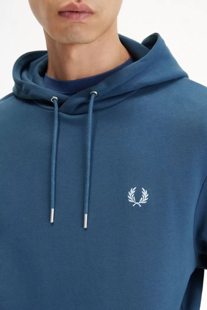 Fred Perry Tipped Hooded Men’s Sweatshirts Midnight Blue Light Aqua | CMZLW3482