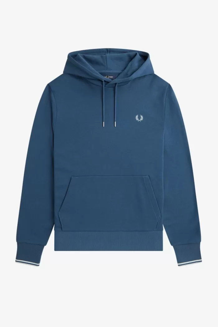 Fred Perry Tipped Hooded Men’s Sweatshirts Midnight Blue Light Aqua | CMZLW3482