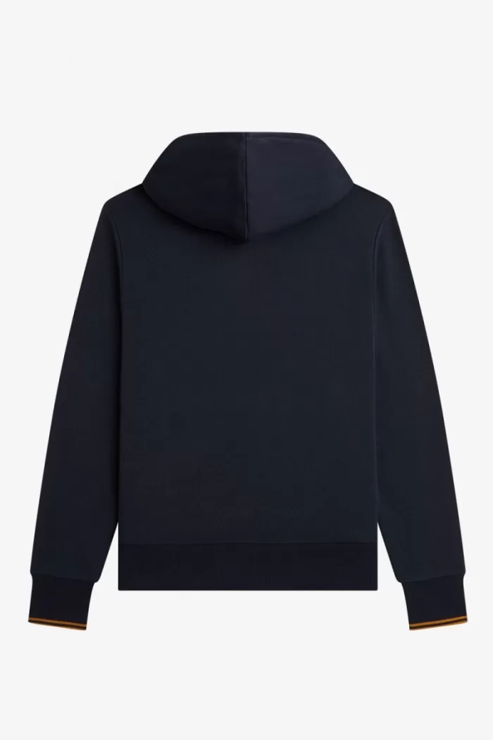 Fred Perry Tipped Hooded Men’s Sweatshirts Navy Dark Coffee | PXFQA3056