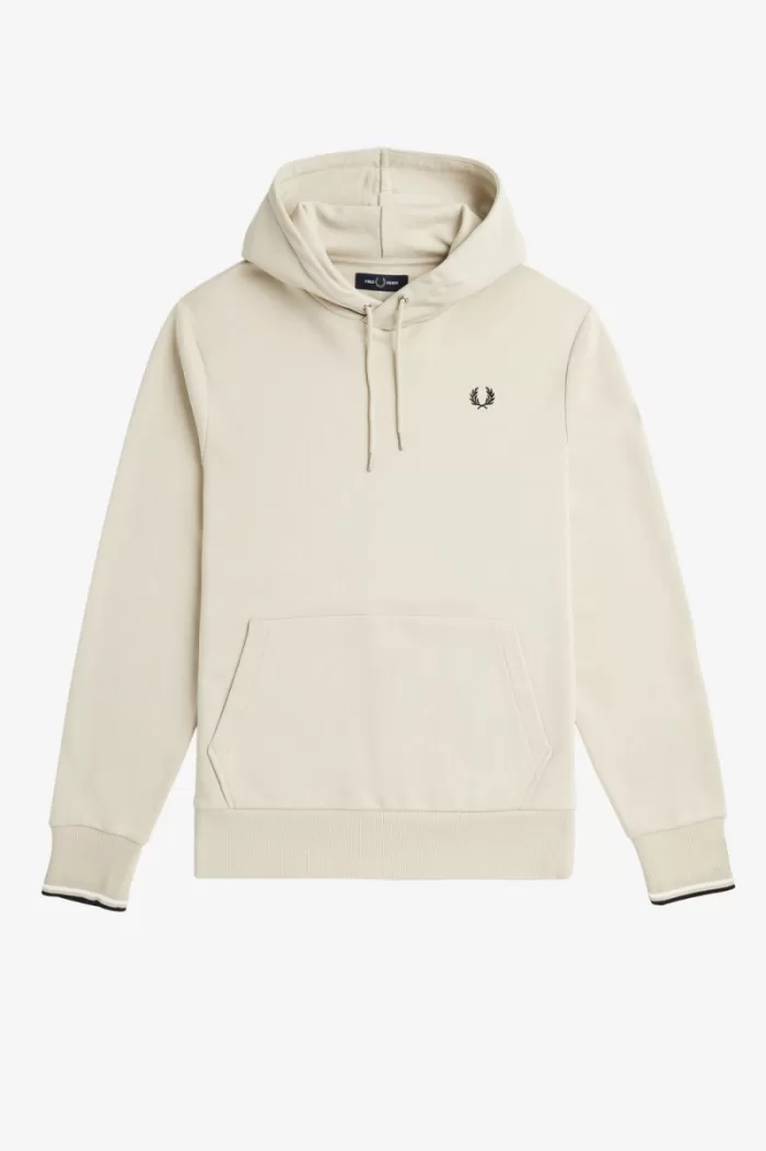 Fred Perry Tipped Hooded Men’s Sweatshirts Oatmeal Black | AMIUD6480