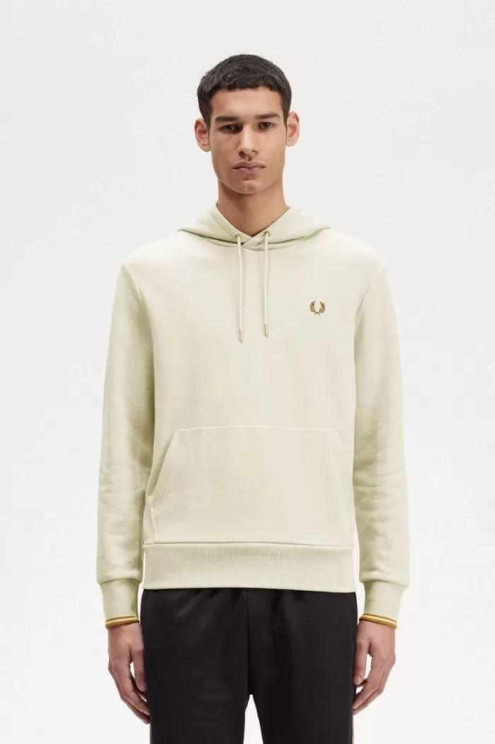 Fred Perry Tipped Hooded Men’s Sweatshirts Oatmeal | ISZAQ0972