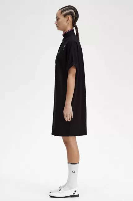 Fred Perry Tipped Piqué Shirt Women’s Dress Black | JDGWF1382