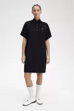 Fred Perry Tipped Piqué Shirt Women’s Dress Black | JDGWF1382