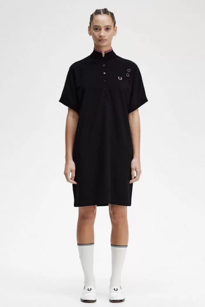 Fred Perry Tipped Piqué Shirt Women’s Dress Black | JDGWF1382