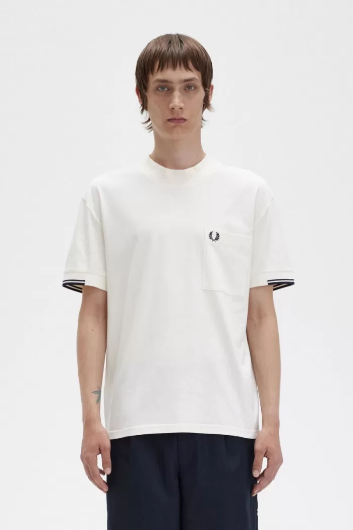 Fred Perry Tipped Sleeve Men’s T-Shirt Beige | IOTWD3475