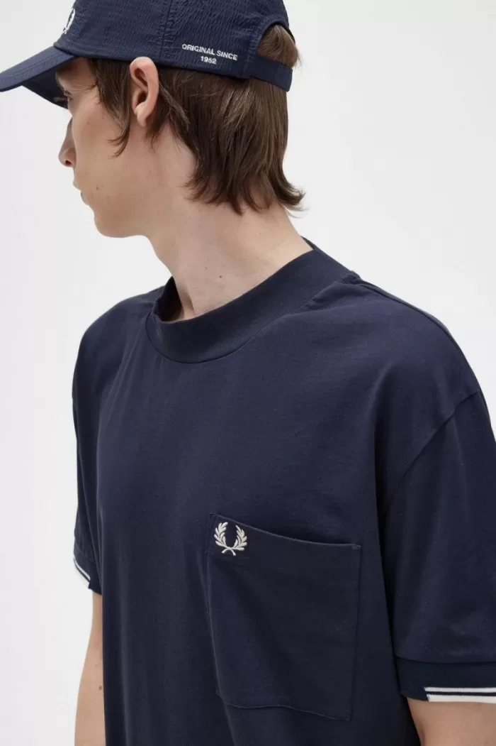 Fred Perry Tipped Sleeve Men’s T-Shirt Navy | LYERP5678