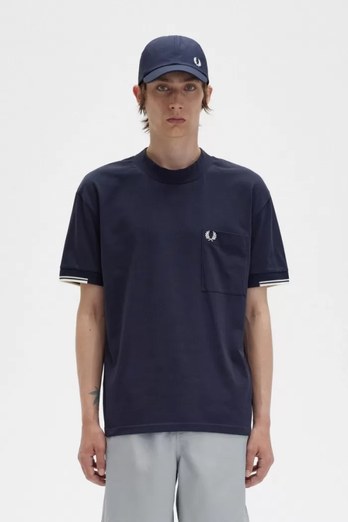 Fred Perry Tipped Sleeve Men’s T-Shirt Navy | LYERP5678