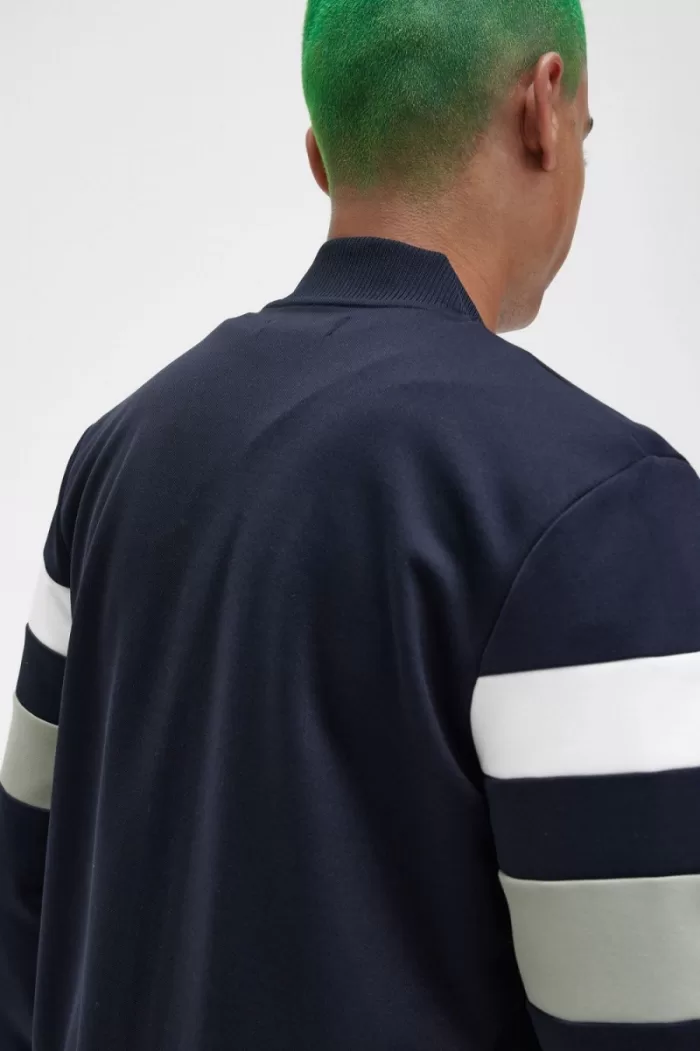 Fred Perry Tipped Sleeve Men’s Track Jackets Navy | AKOPC1758