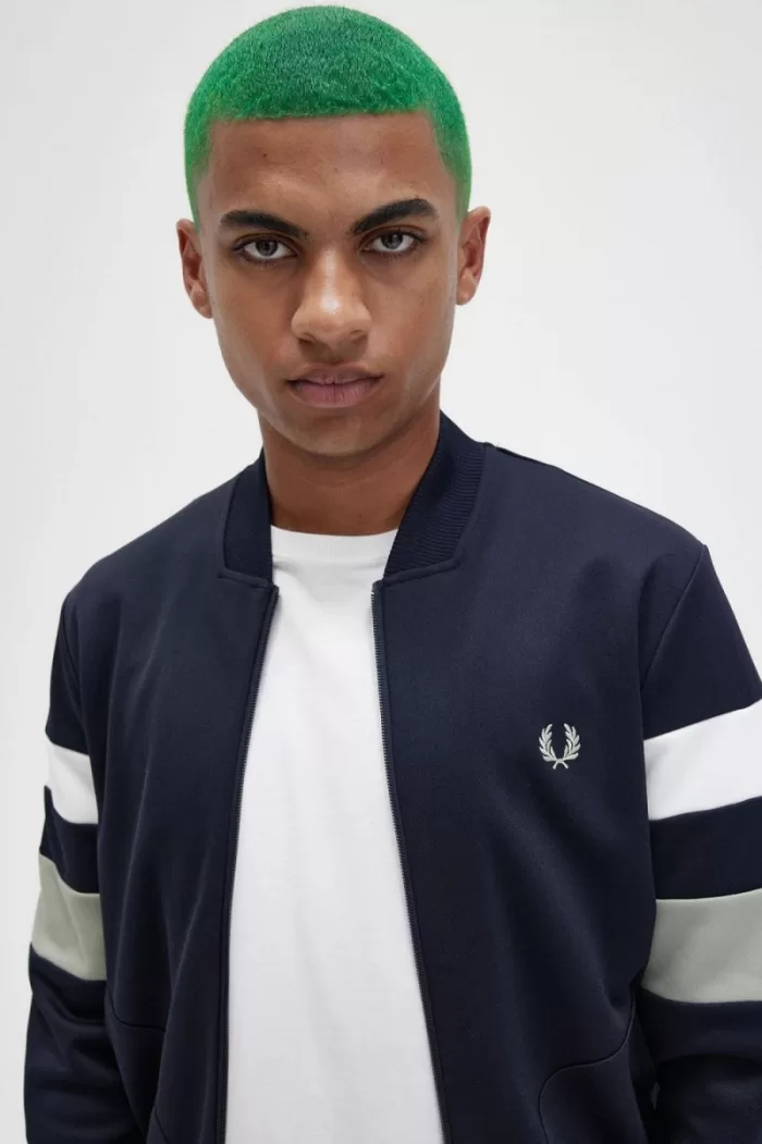 Fred Perry Tipped Sleeve Men’s Track Jackets Navy | AKOPC1758