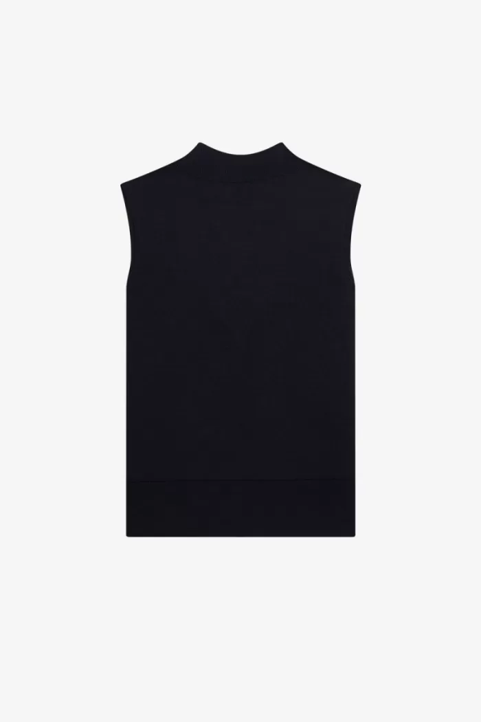 Fred Perry Tipped V-Neck Knitted Men’s Tanks Navy | PCIHB1432