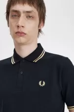 Fred Perry Tokyo M12 Men’s Polo Shirt Black Champagne | JEGLQ1950