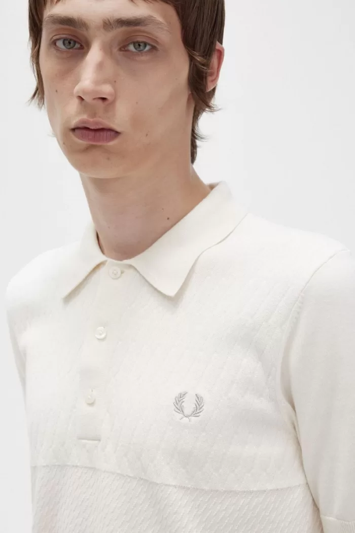 Fred Perry Tonal Panel Knitted Men’s Shirt Beige | HNZDQ3715