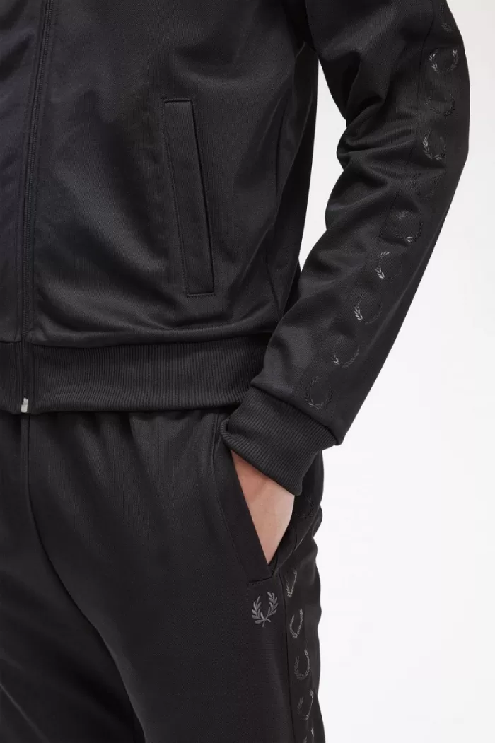 Fred Perry Tonal Tape Men’s Track Jackets Black | HOZMV6329