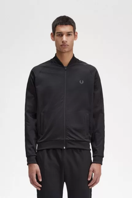 Fred Perry Tonal Tape Men’s Track Jackets Black | HOZMV6329