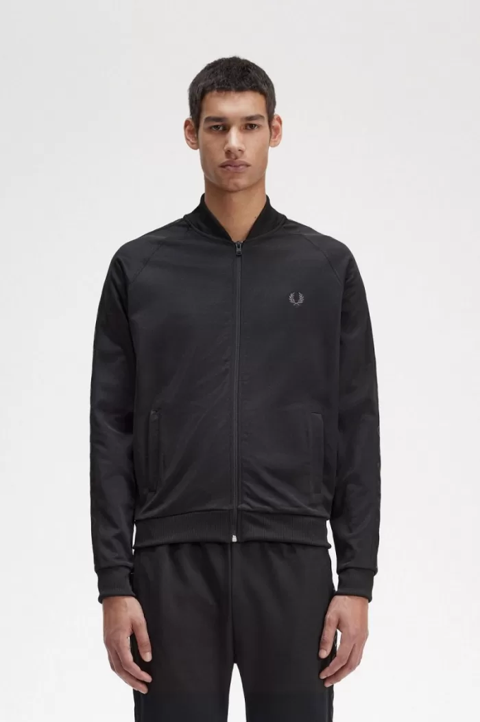 Fred Perry Tonal Tape Men’s Track Jackets Black | HOZMV6329