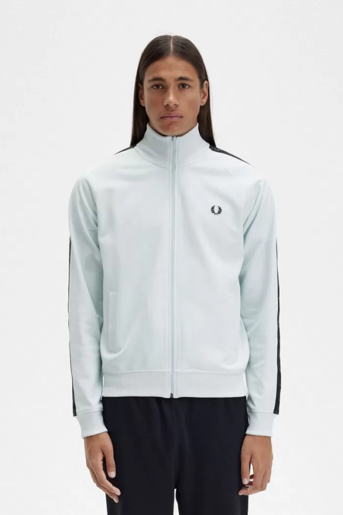 Fred Perry Tonal Taped Men’s Track Jackets Light Aqua Black | OLFWP8365