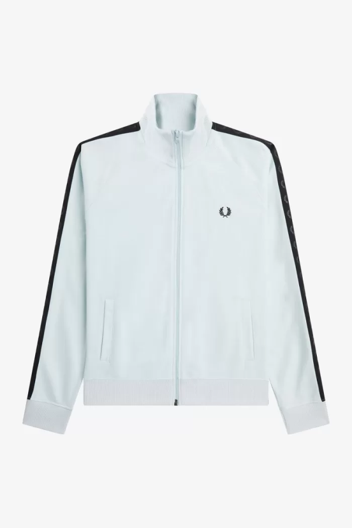 Fred Perry Tonal Taped Men’s Track Jackets Light Aqua Black | OLFWP8365