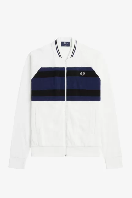 Fred Perry Towelling Bomber Jacket Men’s Track Jackets Snow White | TDUHL5217