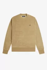 Fred Perry Towelling Crew Neck Men’s Sweatshirts Green | AEKUT8567