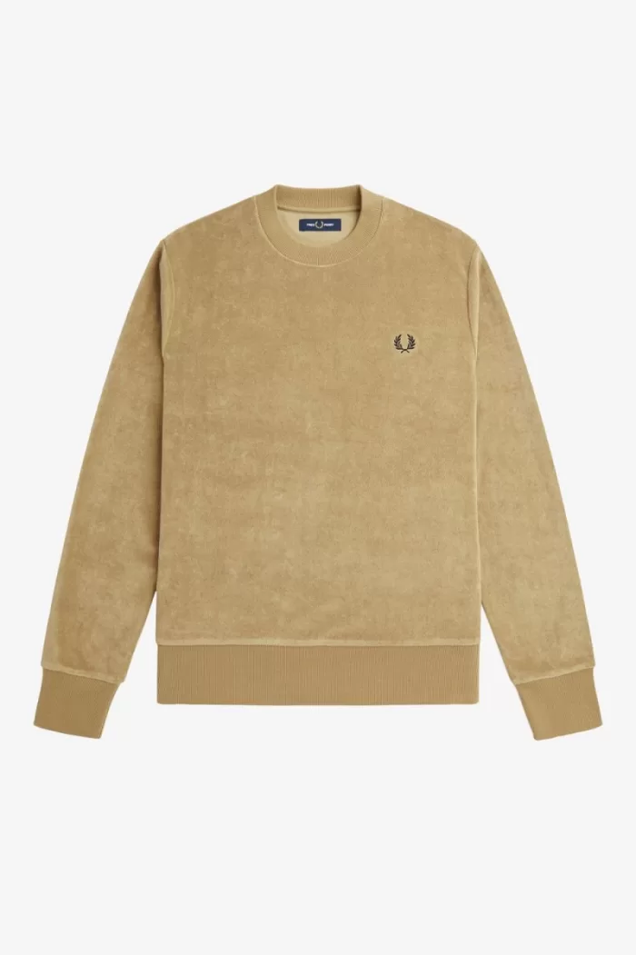 Fred Perry Towelling Crew Neck Men’s Sweatshirts Green | AEKUT8567